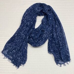 Chic Scarf Flowy Gauzy Boho Coastal Navy Blue Large 36” x 72”